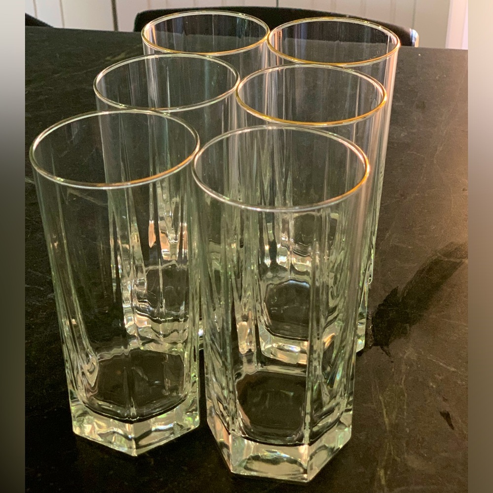 GIVENCHY | Set of 6 |  Xeryus Gold Rimmed Crystal Glasses